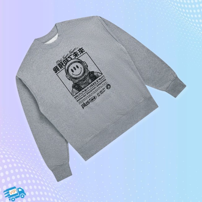Plus44 World Store Merch Marina Spaceport Heavyweight Crewneck Grey