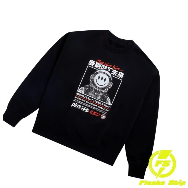 Plus44 World Store Merch Marina Spaceport Heavyweight Crewneck Black